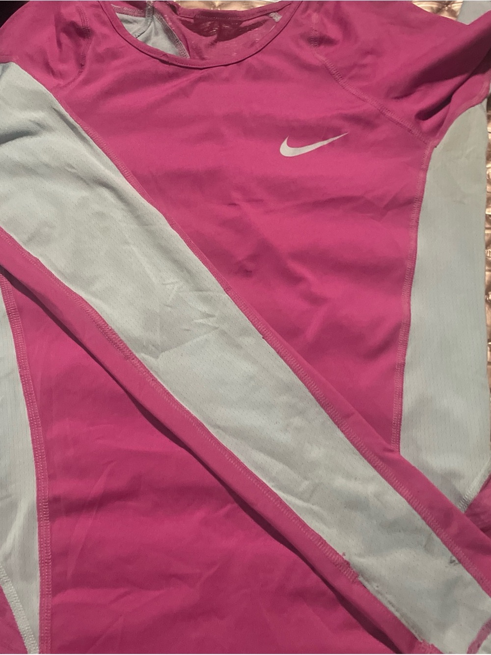Nike Hot Pink and Light Gray Athletic Long Sleeve Top